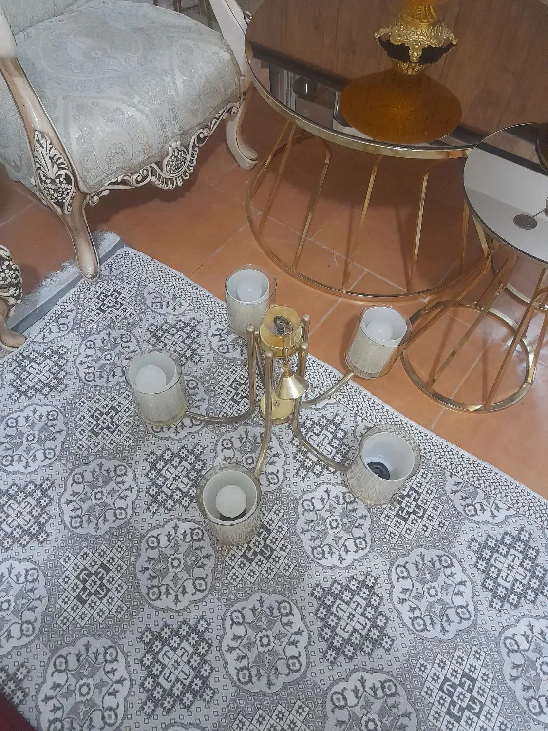 لوستر طلایی ۵ شاخه|لوستر و چراغ آویز|اسلامشهر, شهرک قائمیه|دیوار