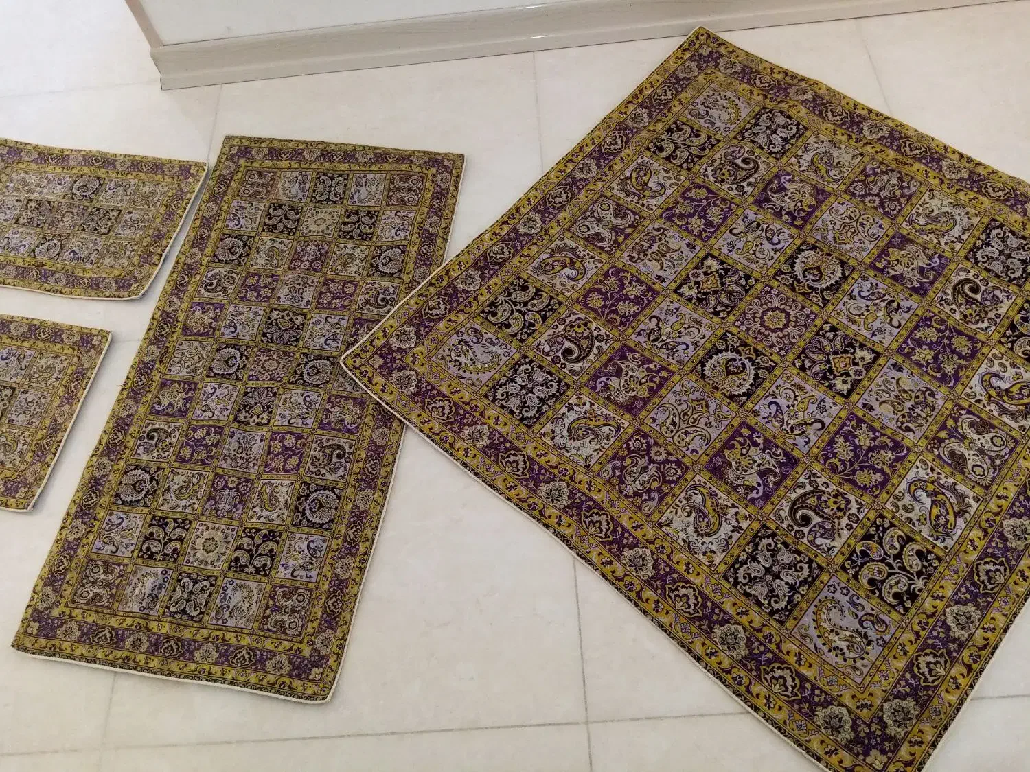 ست چهار تکه ترمه یزد|پرده، رانر، رومیزی|شیراز, نصر|دیوار