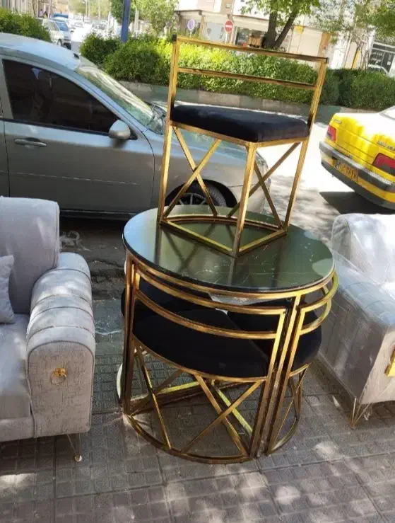 غذاخوری کم جا استیل برنزی بادوام نصف قیمت|میز و صندلی غذاخوری|خوی, |دیوار