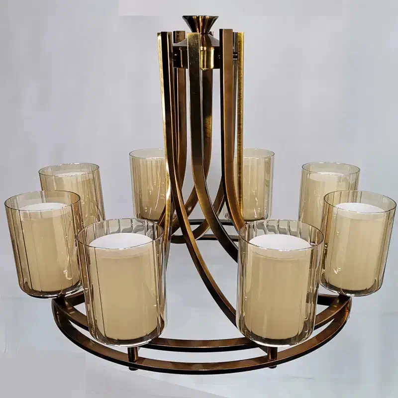 لوستر ۸ و ۴ شعله مدل فلزی و دو رینگ|لوستر و چراغ آویز|گنبد کاووس, |دیوار