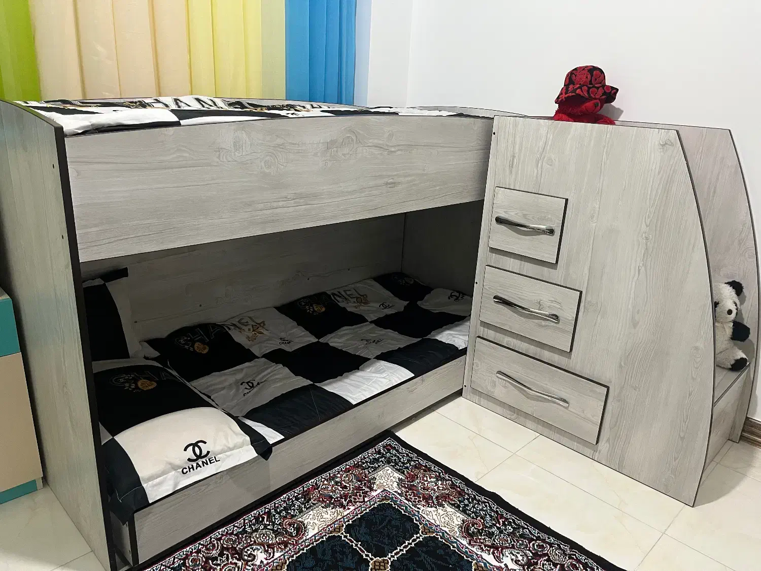 تخت خواب دوطبقه چوبی|تخت و سرویس خواب|پرند, فاز ۶|دیوار