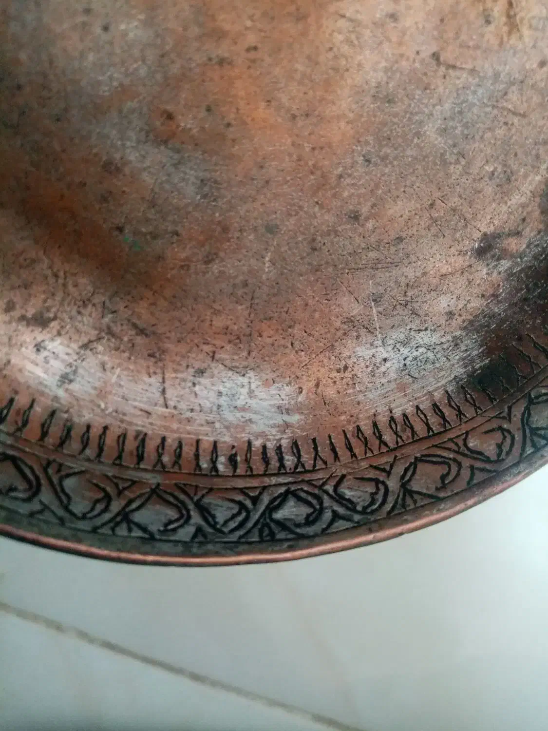 بشقاب مسی قاجاری پیاله برنجی قدیمی|کلکسیون اشیاء عتیقه|نیشابور, خط کاشمر|دیوار