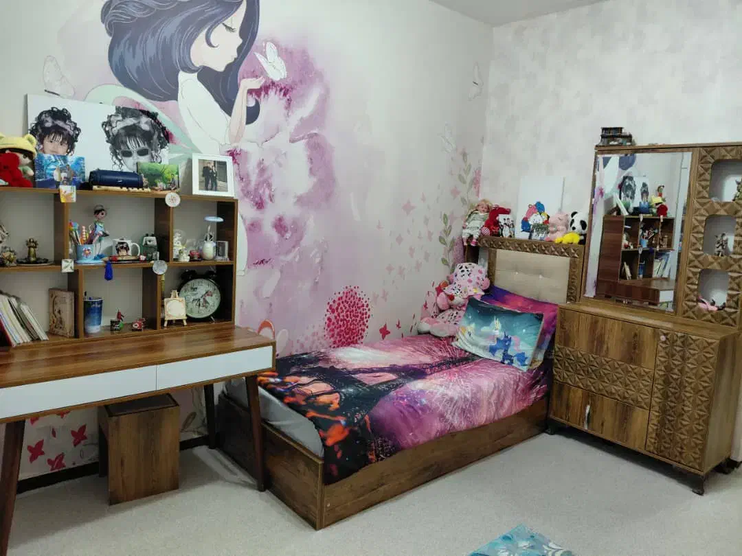 تخت خواب تک نفره همراه دروار و میز مطالعه|تخت و سرویس خواب|آبدانان, |دیوار