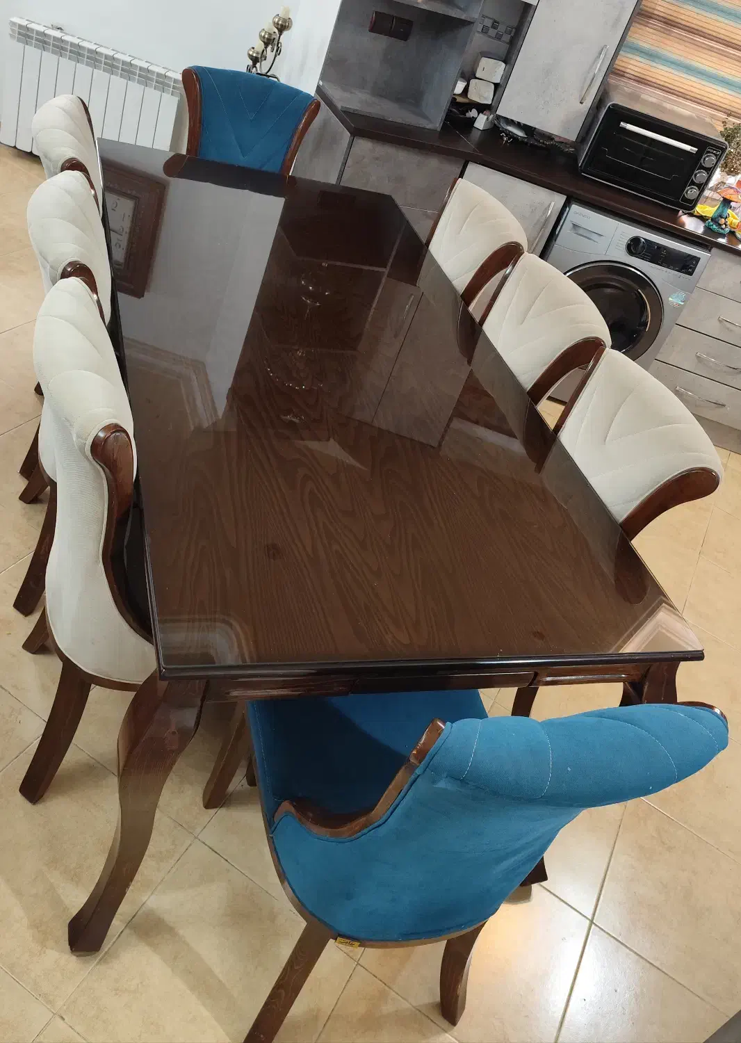 میز نهار خوری هشت نفره|میز و صندلی غذاخوری|رشت, آزادگان|دیوار