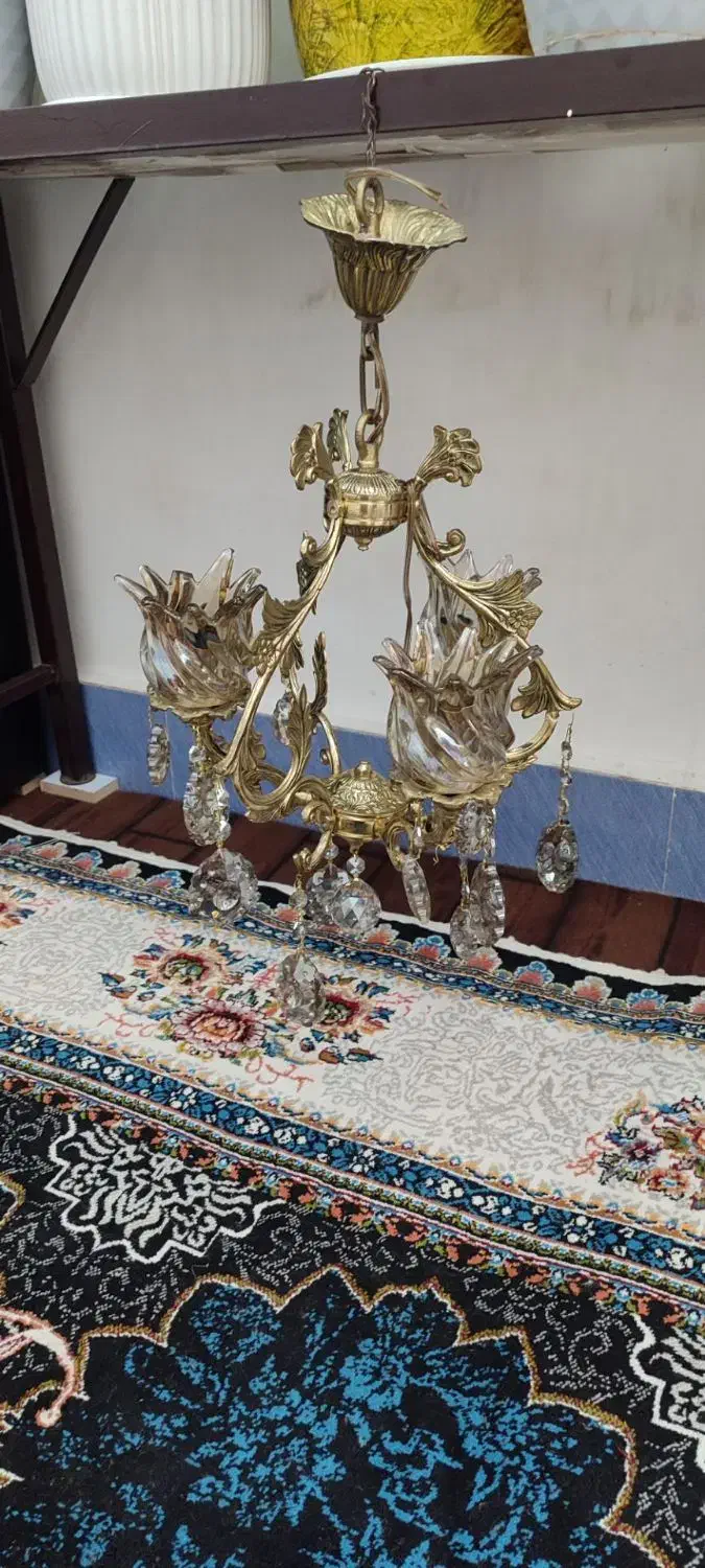 لوستر برنز ۴شاخه|لوستر و چراغ آویز|میاندوآب, |دیوار
