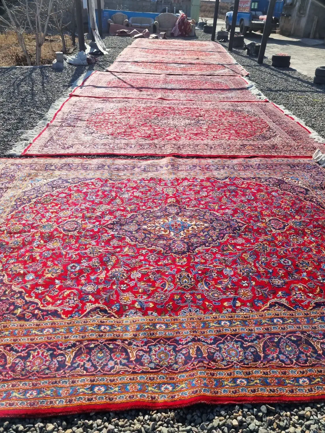 ۶تخته ۱۲ متری دستبافت کاشان ومشهد شهربافت|فرش|میانه, |دیوار