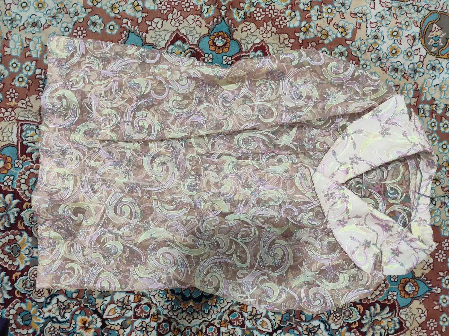 مانتوی مجلسی حریر، کار شده و بسیار خاص|لباس|ساوه, |دیوار