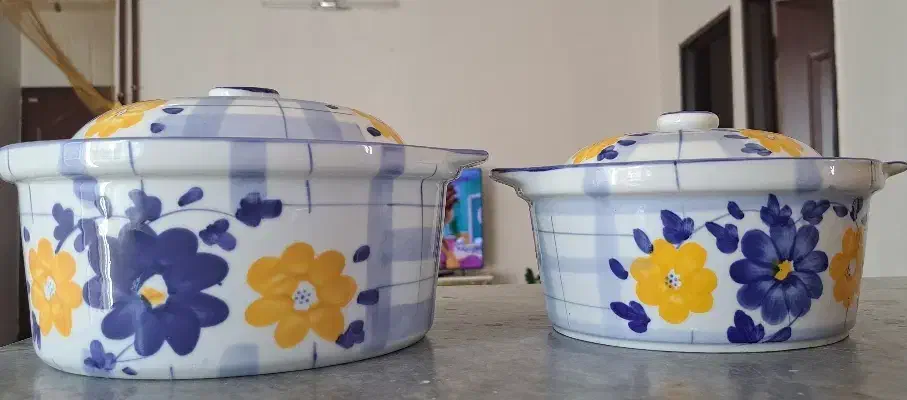 ۲ عدد قابلمه گل پنبه نو|ظروف پختوپز|مهاجران, |دیوار