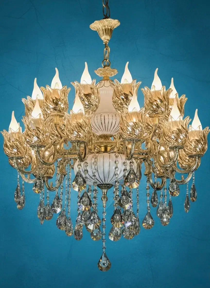 لوستر 2‌4 شعله / طرح تعویض لوستر کهنه برنج با نو|لوستر و چراغ آویز|تهران, نعمت‌آباد|دیوار