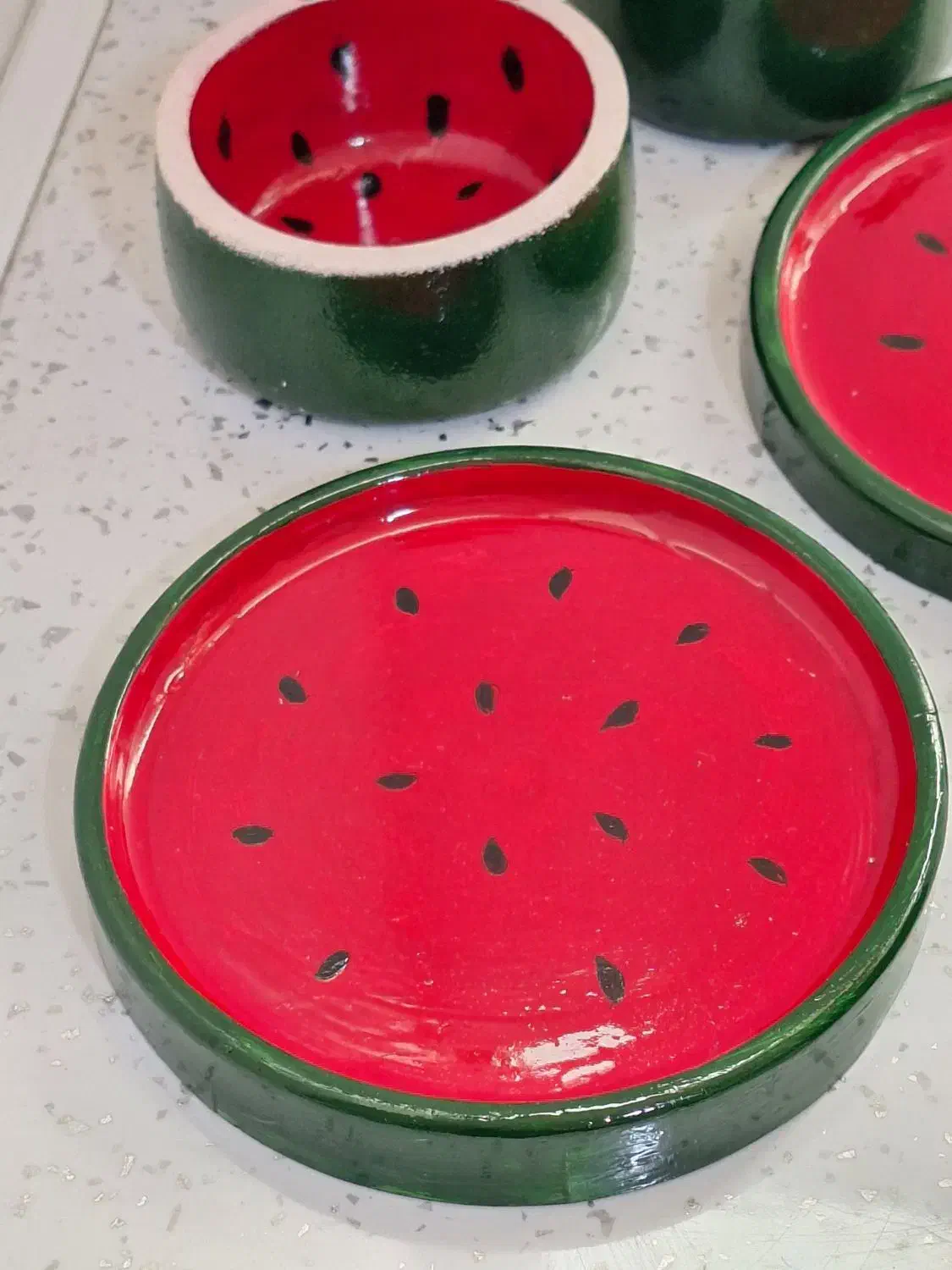 ظروف پذیرایی یلدایی سنگ مصنوعی طرح هندوانه|ظروف سرو و پذیرایی|تهران, هاشمی|دیوار