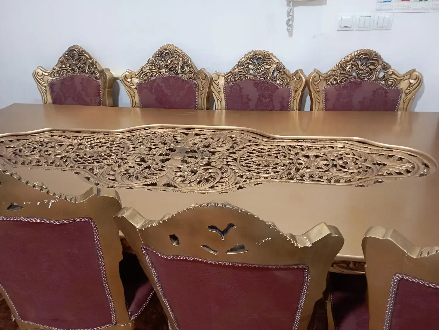 میز ناهار خوری ده نفره سلطنتی|میز و صندلی غذاخوری|جم, |دیوار