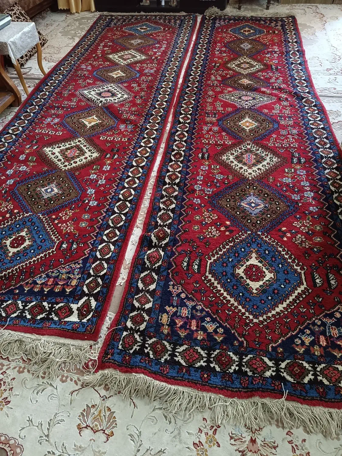 دو عدد کناره دستباف، یلمه پشم در پشم|فرش|شاهین‌شهر, شهرک هشت بهشت|دیوار