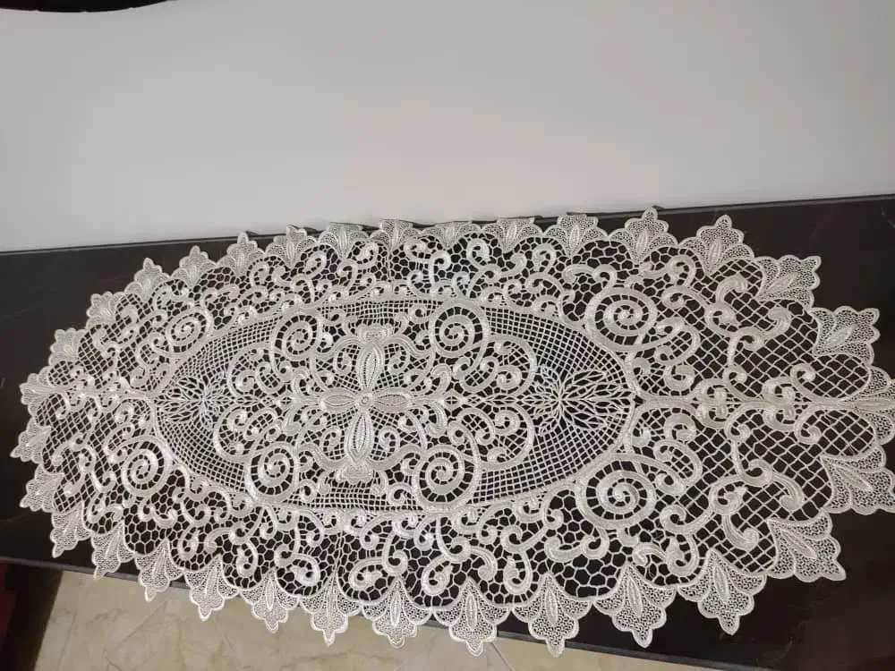 رومیزی نباتی رنگ شامل هفت تکه نو|پرده، رانر، رومیزی|قدس, شهر‌قدس|دیوار