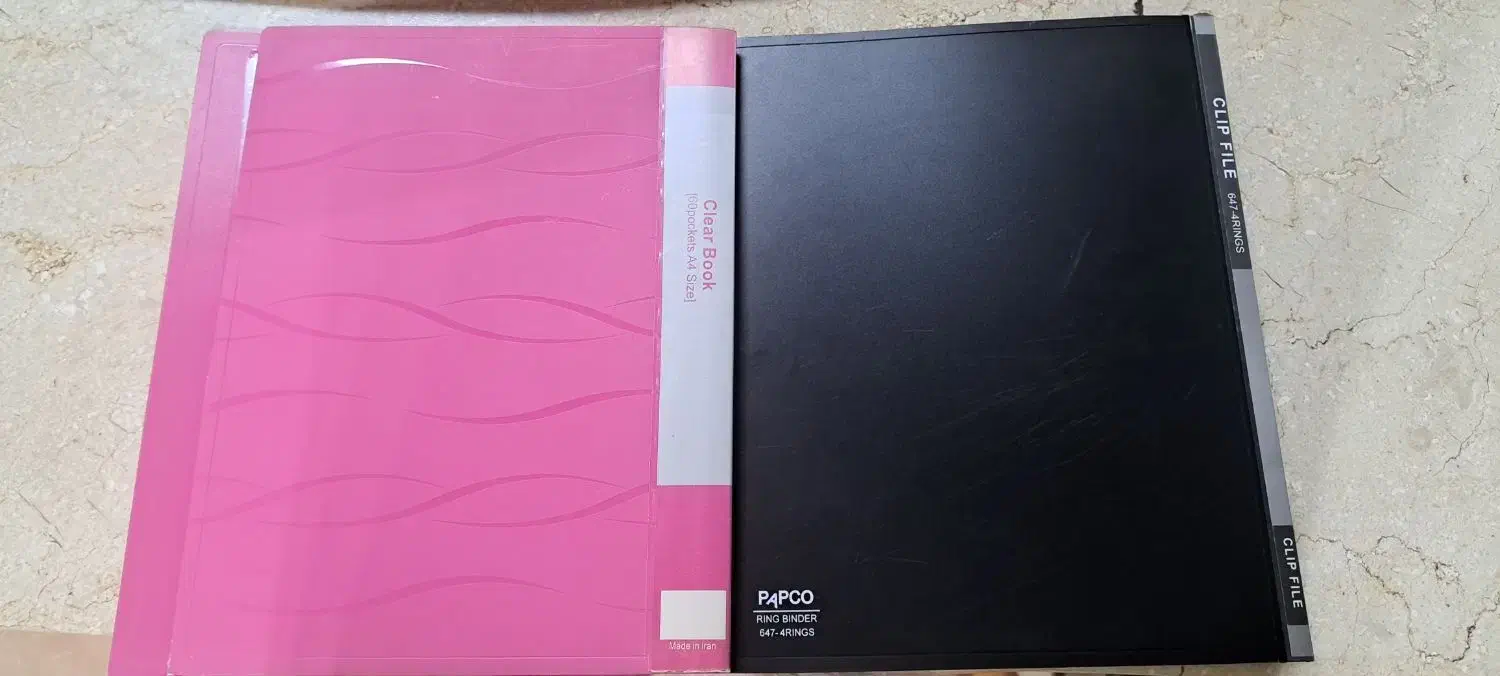 2 عدد کلیر بوک به رنگ های صورتی و سباه|لوازم التحریر|رویان, |دیوار