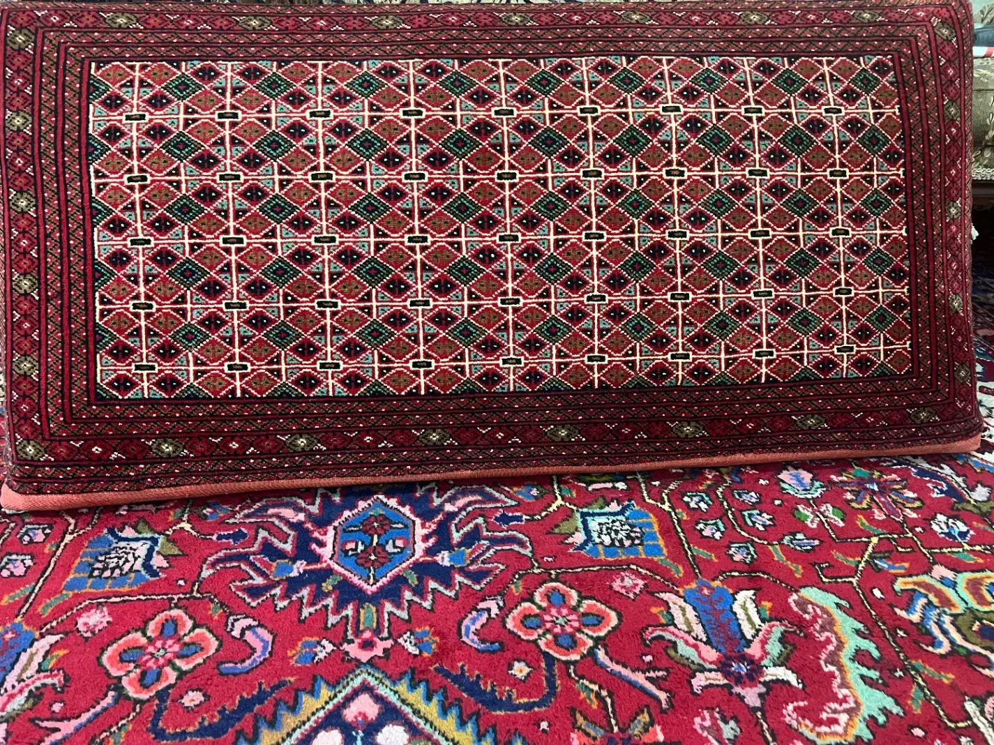 قالیچه و پشتی دستبافت ترکمن|فرش|آق قلا, |دیوار