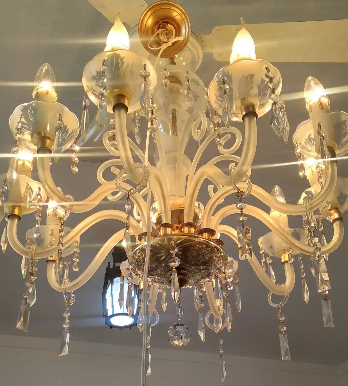 ده شاخه لوستر کریستال(جفت داره)|لوستر و چراغ آویز|ساری, |دیوار