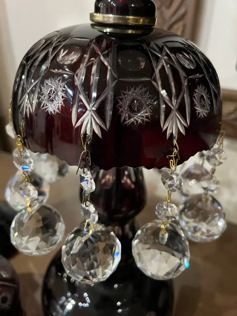 کریستال اگرمن قدیمی یاقوتی|ظروف سرو و پذیرایی|قم, باجک یک|دیوار