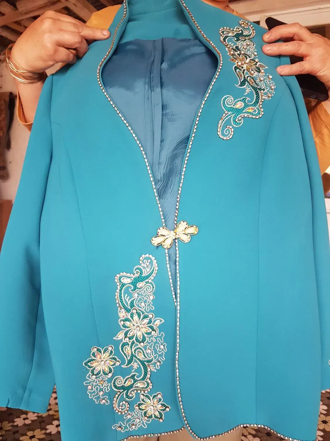 کت زنانه ابی فیروزه ای|لباس|لولمان, |دیوار