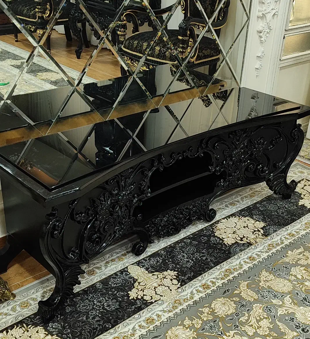 میز تی وی مشکی براق|میز تلویزیون|ماهدشت, |دیوار