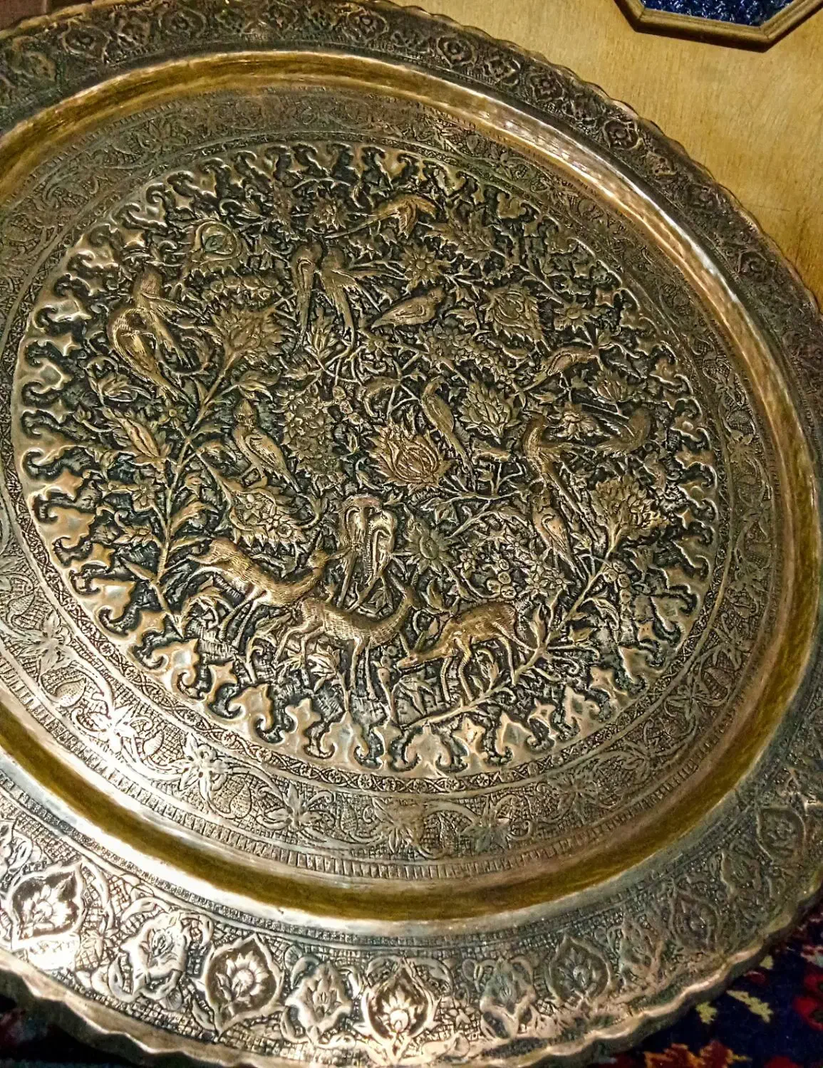 سه سینی مس غرق قلم پهلوی چوبسیگارقلم رخ واقعی|کلکسیون اشیاء عتیقه|زنجان, |دیوار