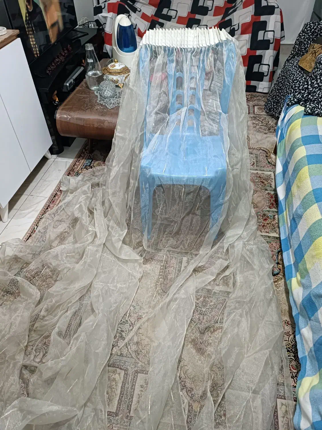 پرده حریر طرح دار|پرده، رانر، رومیزی|تهران, جوادیه تهرانپارس|دیوار