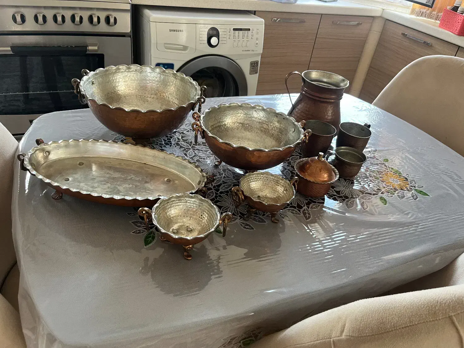 ظروف مسی شیک|ظروف سرو و پذیرایی|میانه, |دیوار