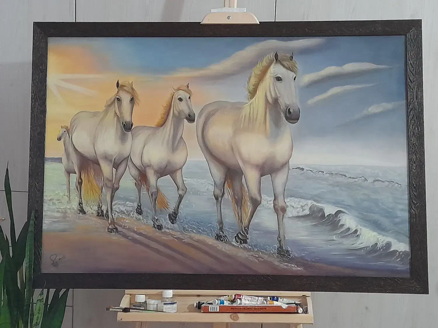 تابلوی اسبها در طلوع آفتاب|تابلو، نقاشی، عکس|آبیک, |دیوار