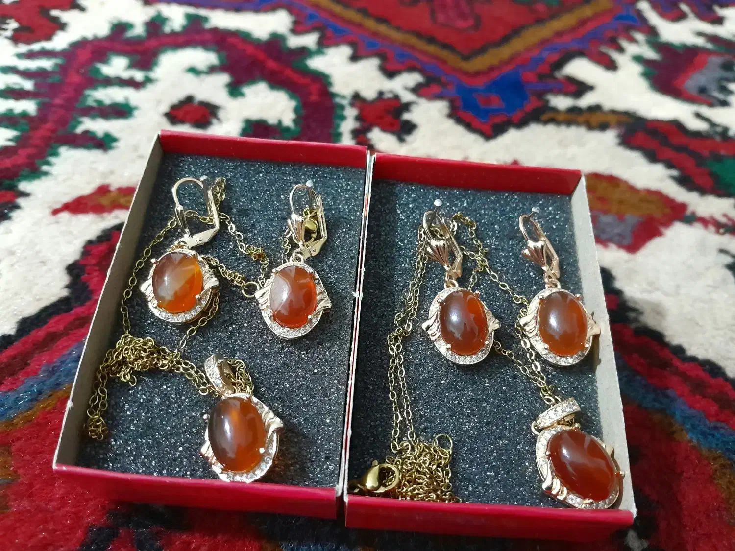 نیم ست طلاروس عقیق یمن اصل|جواهرات|بستان آباد, |دیوار