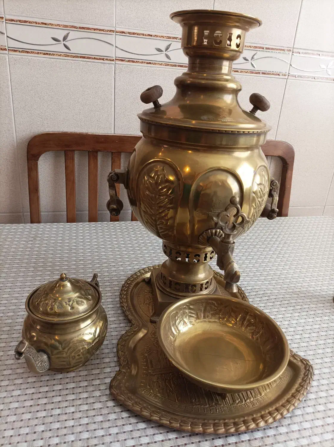 سماور برنجی 5 لیتری ذغالی|صنایع دستی و سایر لوازم تزئینی|زنجان, |دیوار