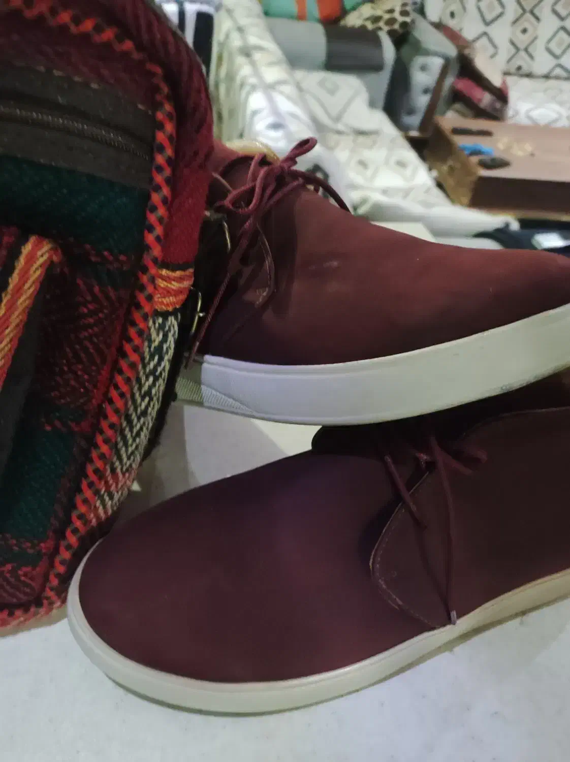 نیم بوت جیر زرشکی با ست کیفش .|کیف، کفش، کمربند|فردیس, شهرک هفده شهریور|دیوار