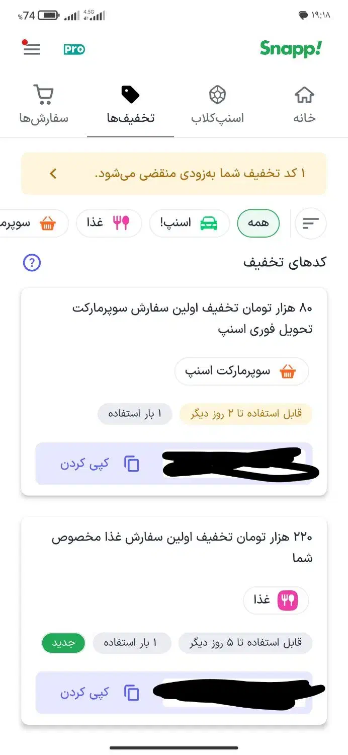 تخفیف اسنپ|کارت هدیه و تخفیف|اهواز, گیت بوستان|دیوار