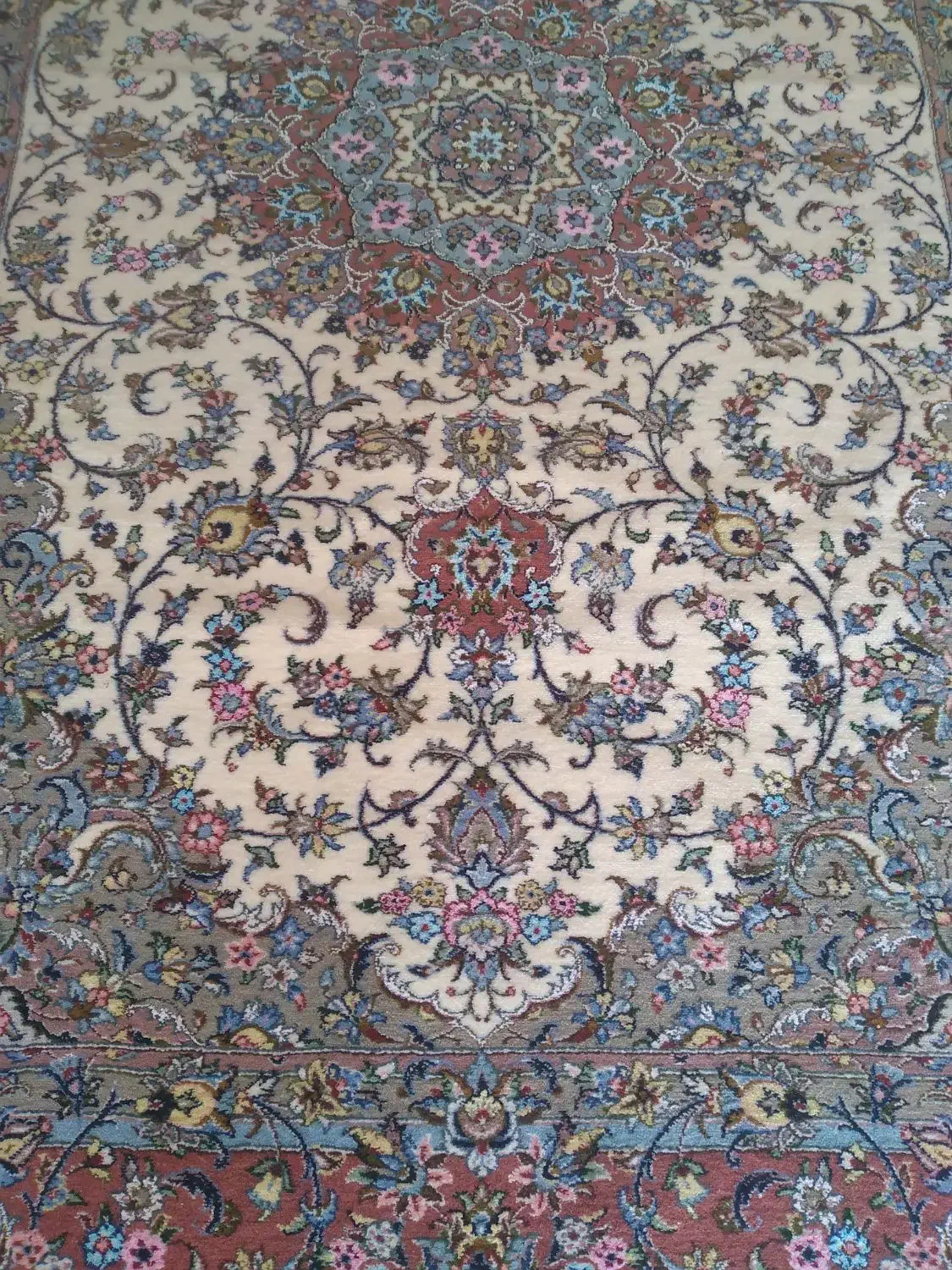 فروش فرش دستبافت جفت گل ابریشم|فرش|کاشان, بازار کاشان|دیوار