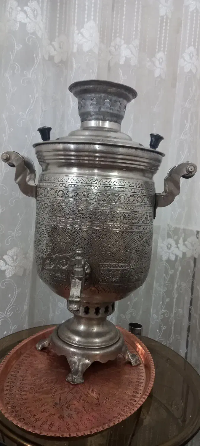 سماور روسی سالم خطی کار دست قدیمی|کلکسیون اشیاء عتیقه|تربتحیدریه, بی بی حسنیه|دیوار