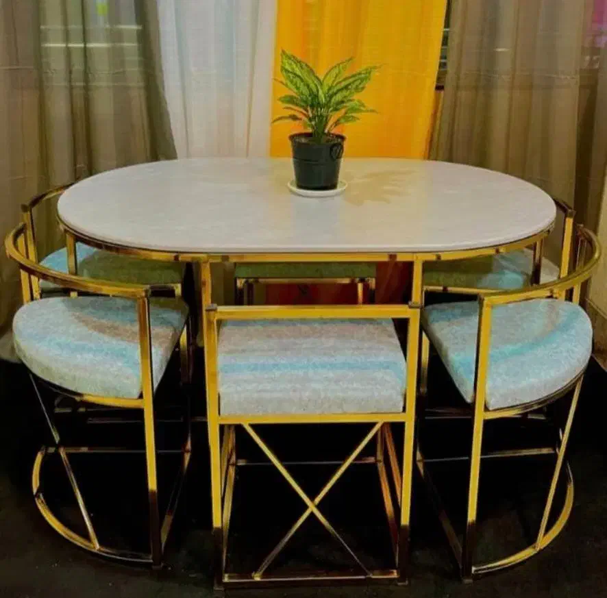 میز ناهارخوری سنگ فلزی 4 نفره کمجا|میز و صندلی غذاخوری|مشکیندشت, |دیوار