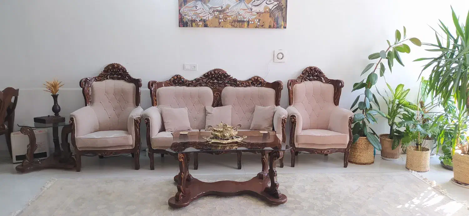مبل 9نفره سلطنتی تمام چوب|مبلمان خانگی و میز عسلی|اسفراین, |دیوار