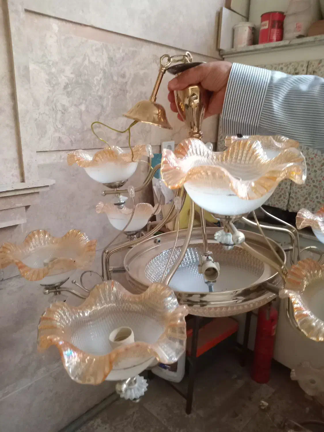 لوستر سقفی  9 شاخه|لوستر و چراغ آویز|آبادان, |دیوار