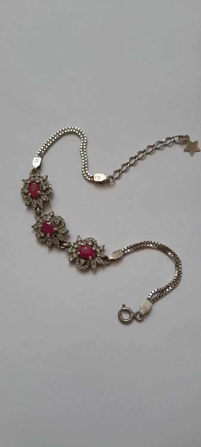 دستبند نقره با نگین یاقوت|جواهرات|نجف‌آباد, کشاورز|دیوار