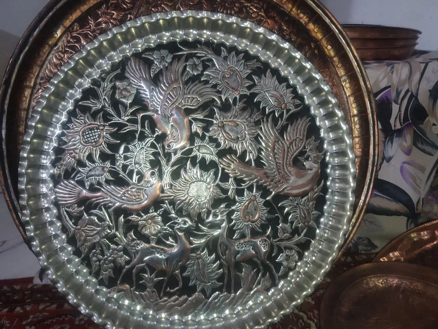 مجمع مسی 60سانتی قلمزنی|صنایع دستی و سایر لوازم تزئینی|خاوران, |دیوار