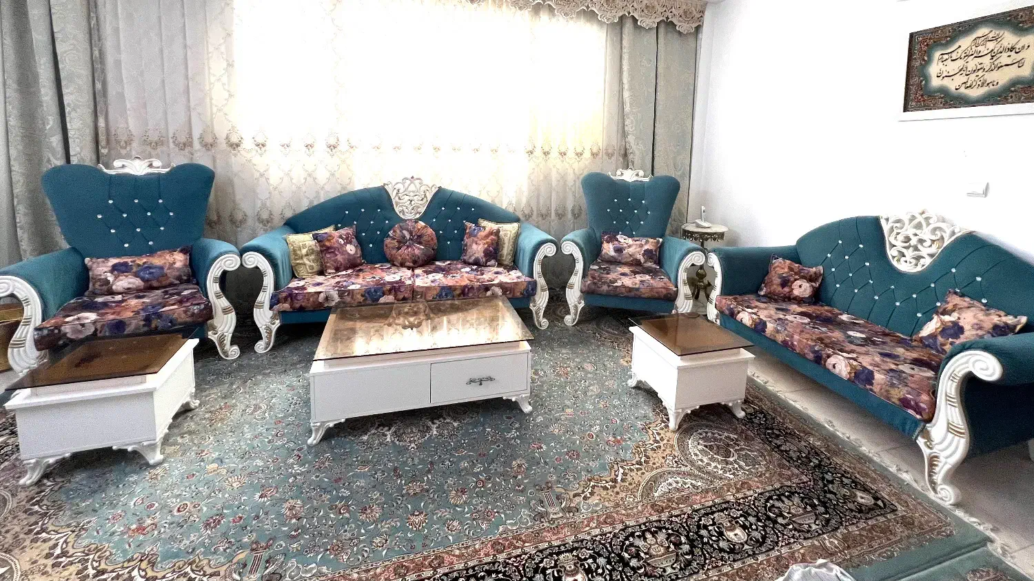 مبل هفت نفره سالم|مبلمان خانگی و میز عسلی|قم, چهل درخت|دیوار