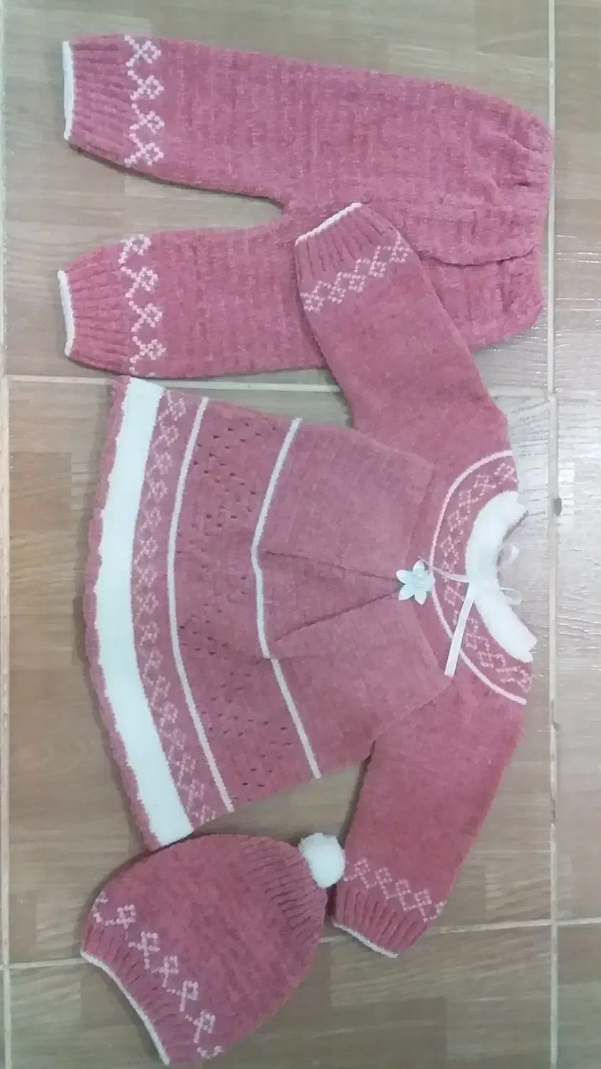 لباس سه تیکه نوزادی بافت|کفش و لباس بچه|فرمهین, |دیوار