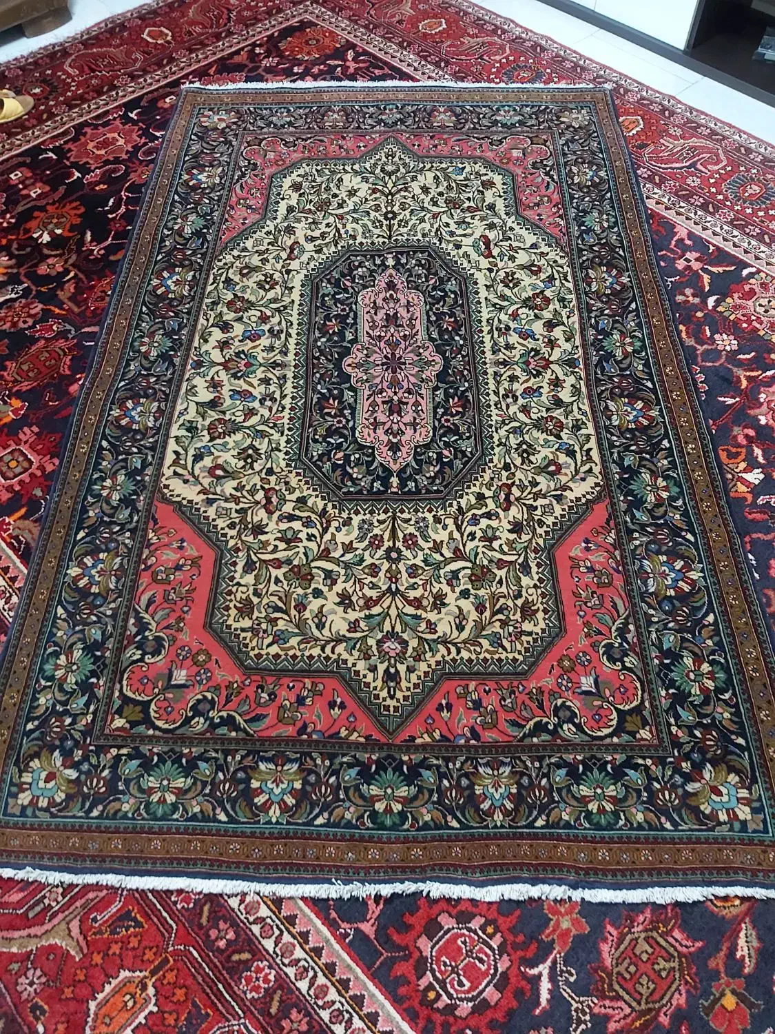 قالیچه ۳ متری دستبافت قم|فرش|قزوین, |دیوار