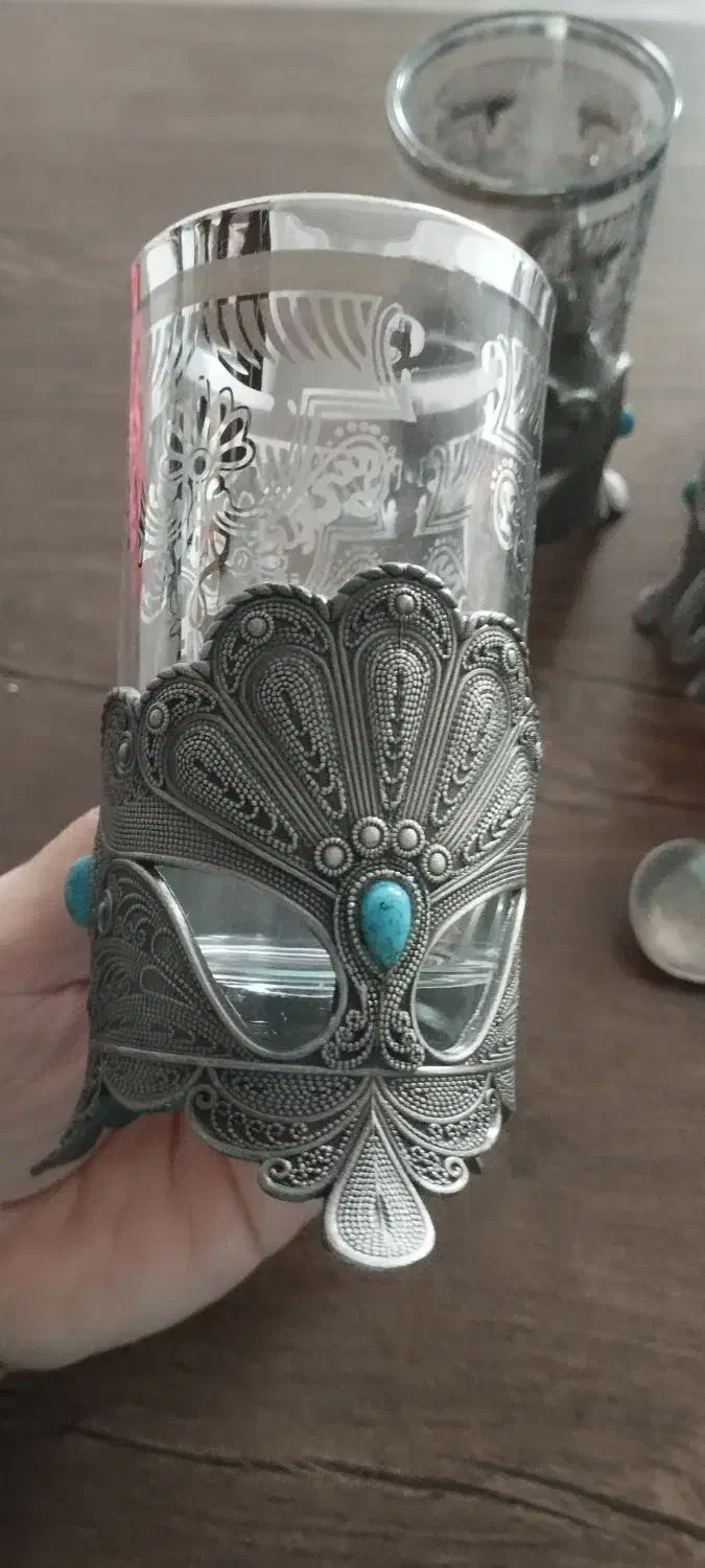 لیوان چای با قاشق .پیوتر نقره کوب|کلکسیون اشیاء عتیقه|رشت, کوی حسینی|دیوار