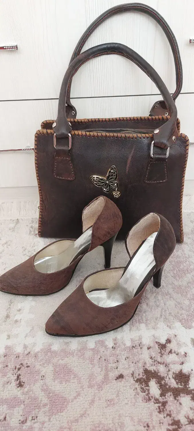 ست تماام دست دوز چرم طبیعی شتر|کیف، کفش، کمربند|نیشابور, هفده شهریور|دیوار