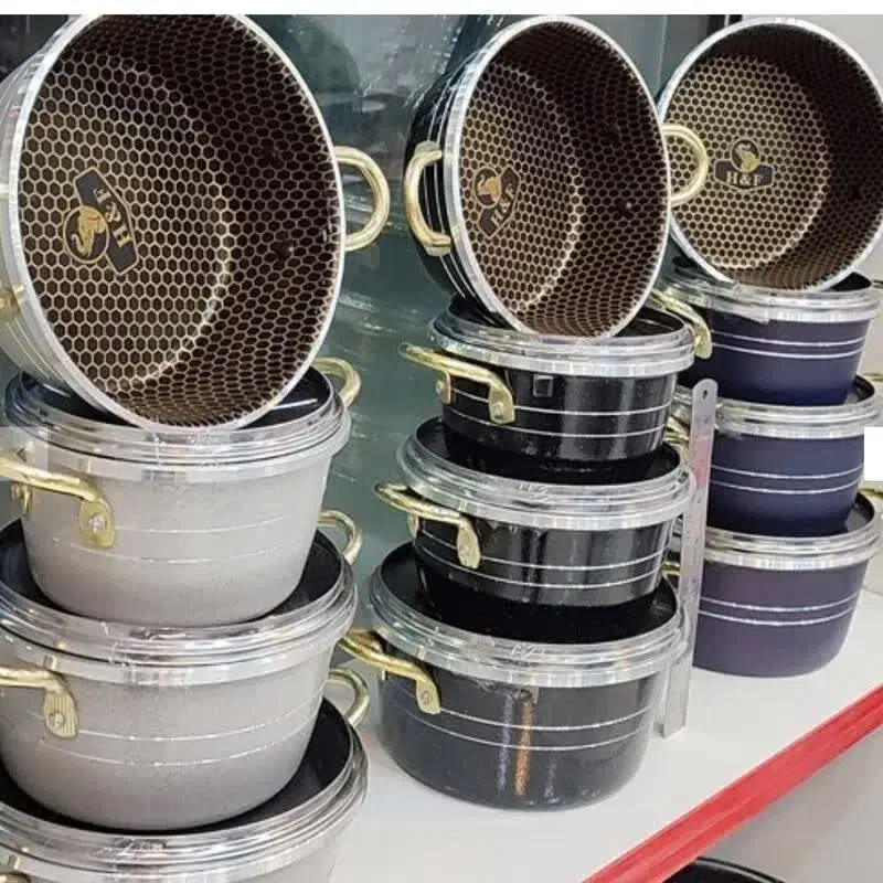 سرویس قابلمه و تابه لانه زنبوری 7 پارچه هلنا|ظروف پخت‌وپز|چابهار, |دیوار