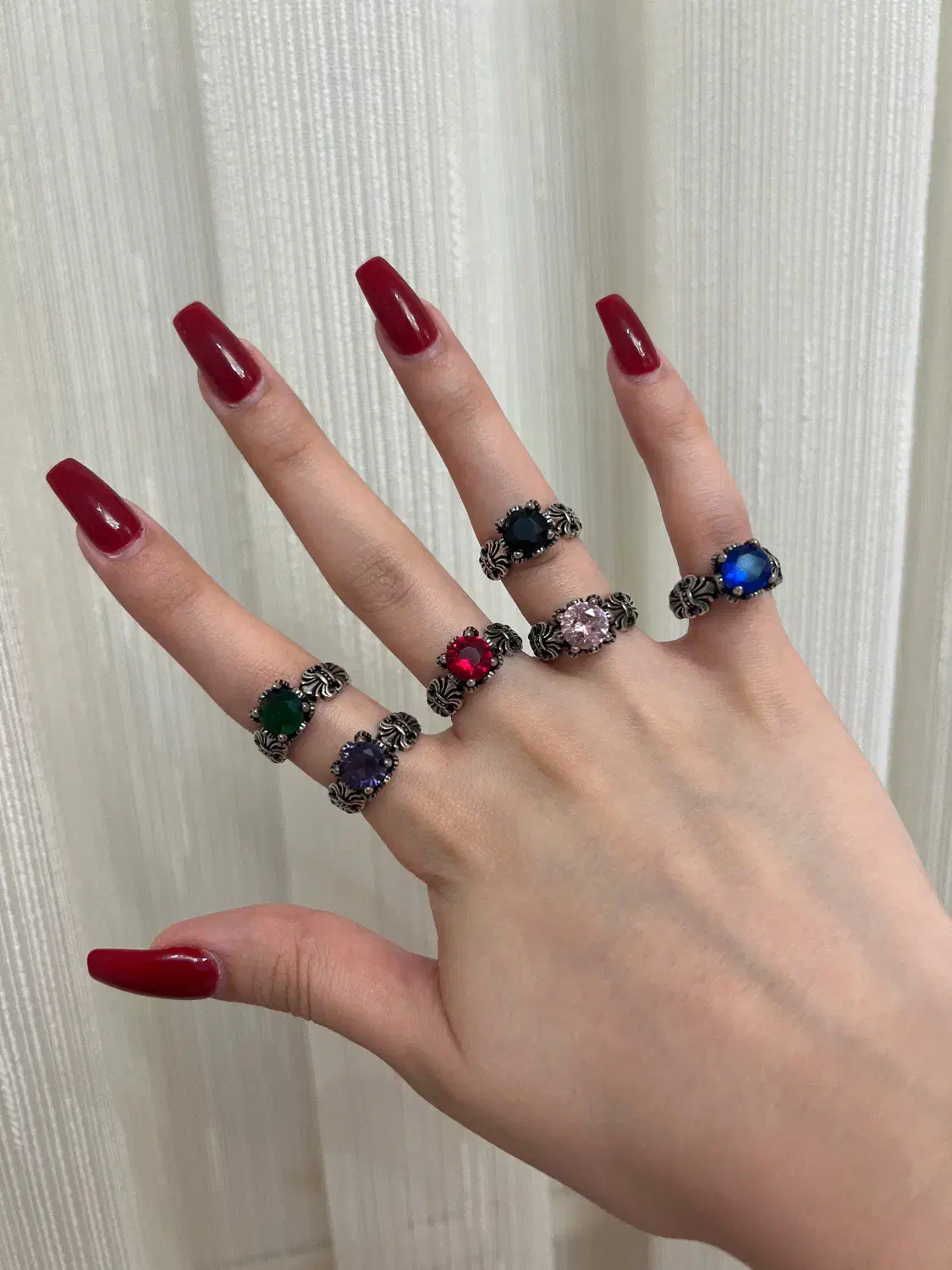 حلقه نقره ۹۲۵ با سنگهای رنگی|جواهرات|رشت, گلسار|دیوار