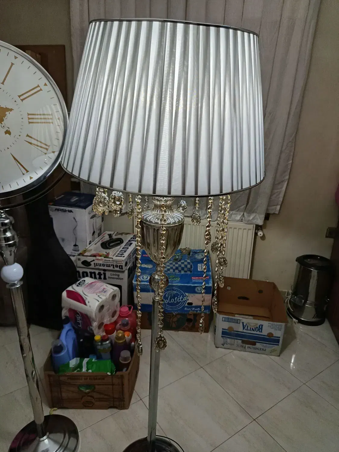 ساعت و آباژور ایستاده ست|چراغ خواب و آباژور|قزوین, |دیوار