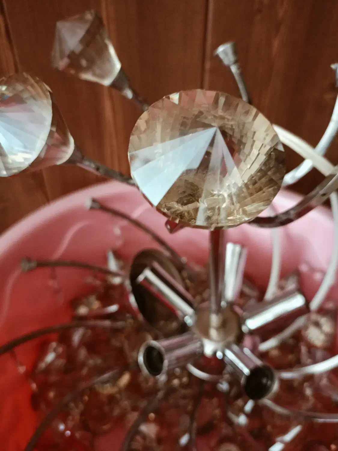 لوستر پایه استیل نگین مروارید|لوستر و چراغ آویز|گلبهار, شهر جدید گلبهار|دیوار