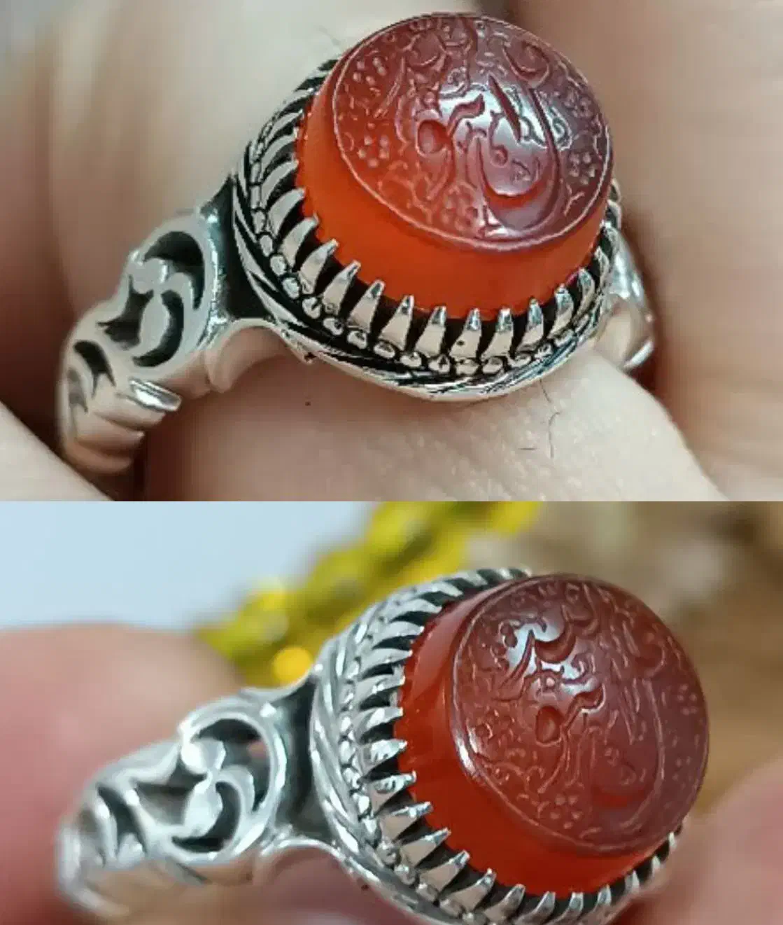 انگشتر کلکسیونی عقیق یمنی کهنه خطی باباقوری|جواهرات|تبریز, |دیوار