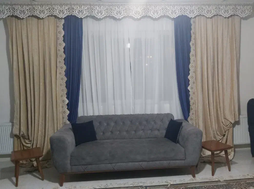 دوجفت کنار پرده ای ،مخمل ترک|پرده، رانر، رومیزی|پردیس, فاز ۸|دیوار