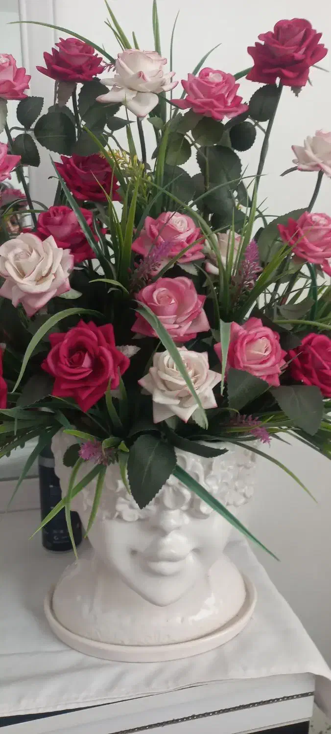 گل با گلدان سرامیکی|گل مصنوعی|ارومیه, |دیوار